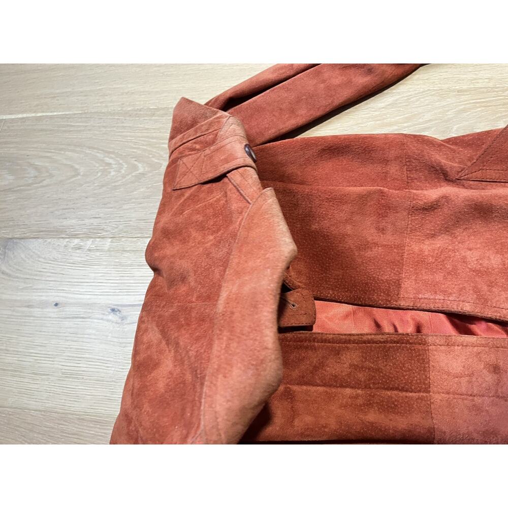 1970s Vintage Cognac Suede Leather Duster Coat Sz 10 Made in Brazil Streetwear - Picture 10 of 16